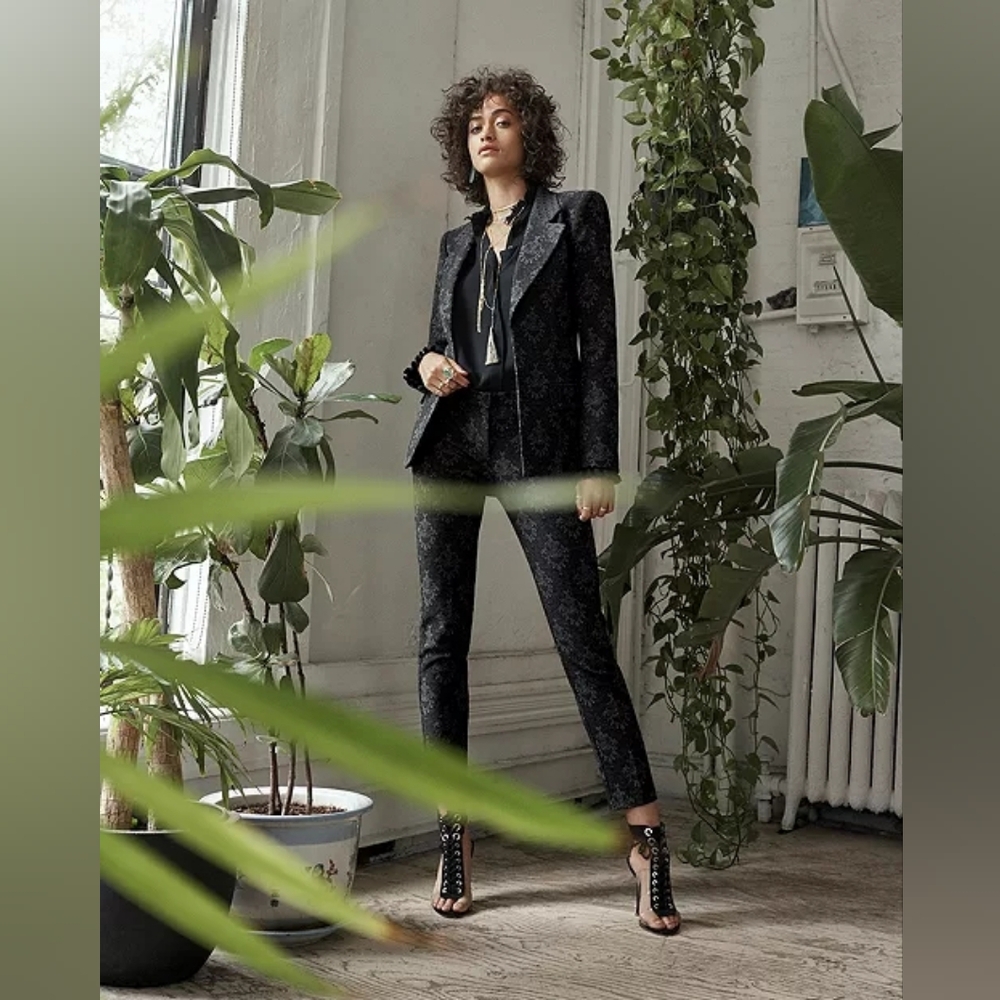 Kobi Halperin Damask Brocade Black Suit Pants and Jacket
